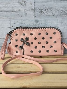 Gothic Pink Vegan Cross Body Bag Chain Clutch Purse